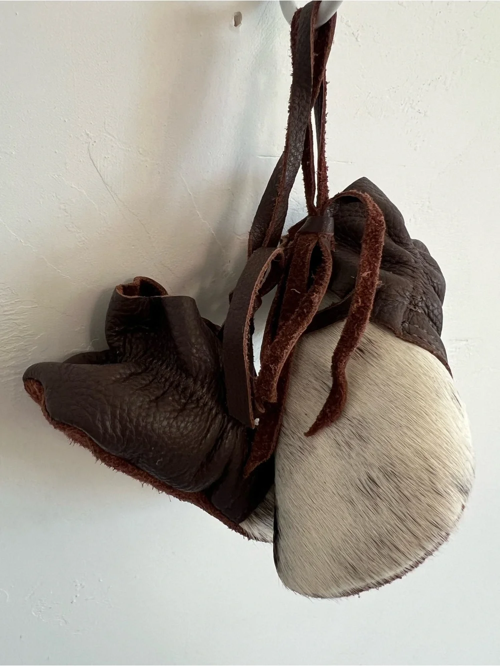 Cowhide Baby Moccasins Western Leather Booties 6-12M Boho Baby
